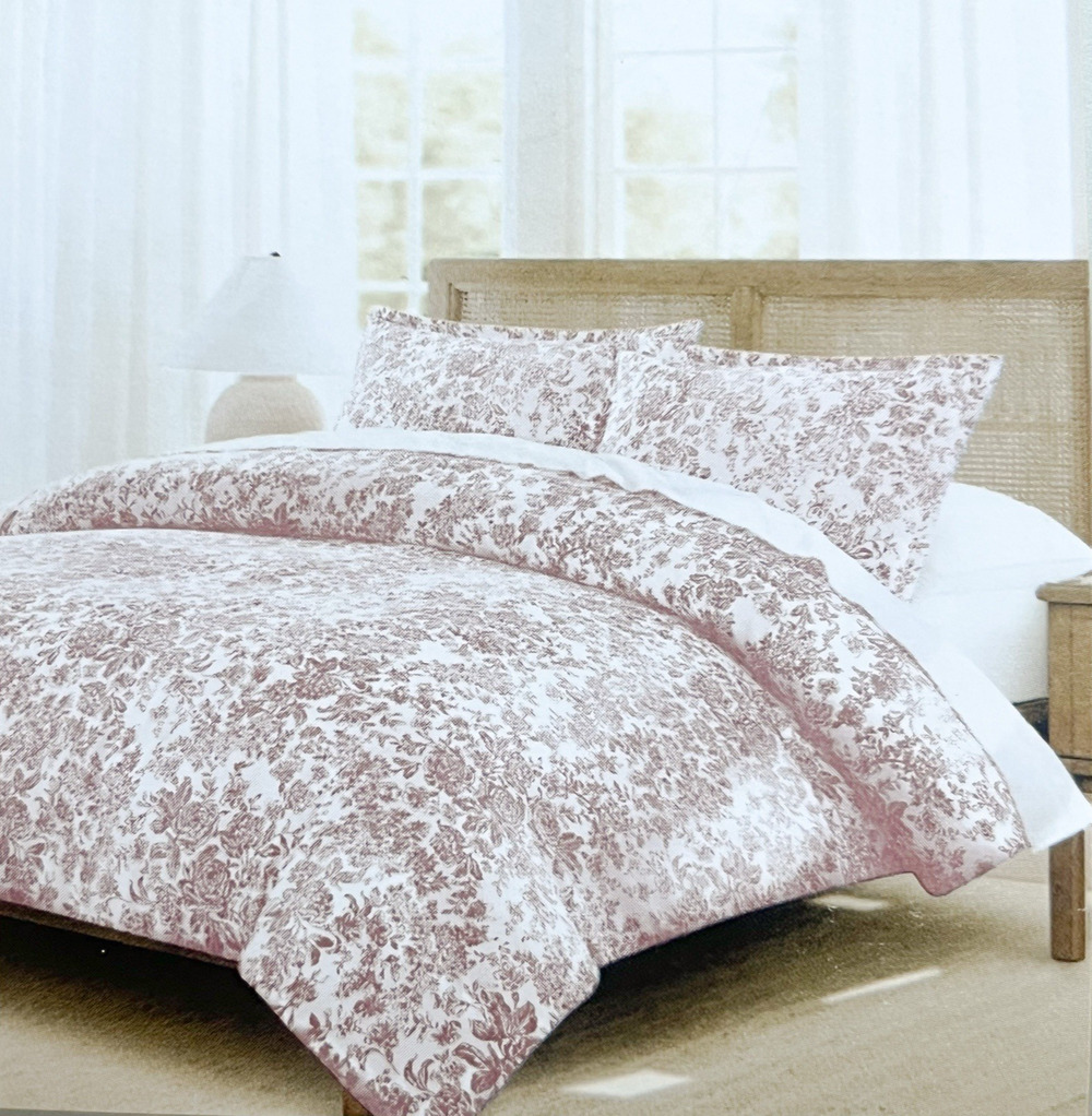 NEW Rachel Ashwell 100% Cotton Duvet Set - Pink White Floral, King Size